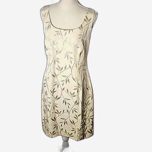 Mini Dress Party Elegant Embroidered Front Side Slit Ivory Size 12